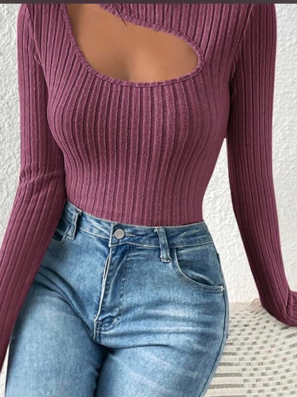Cutout Ribbed Long Sleeve Cropped Top